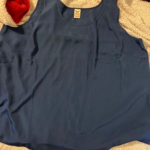 NAVY BLUE SILKY A-LINE TANK TOP - 4X